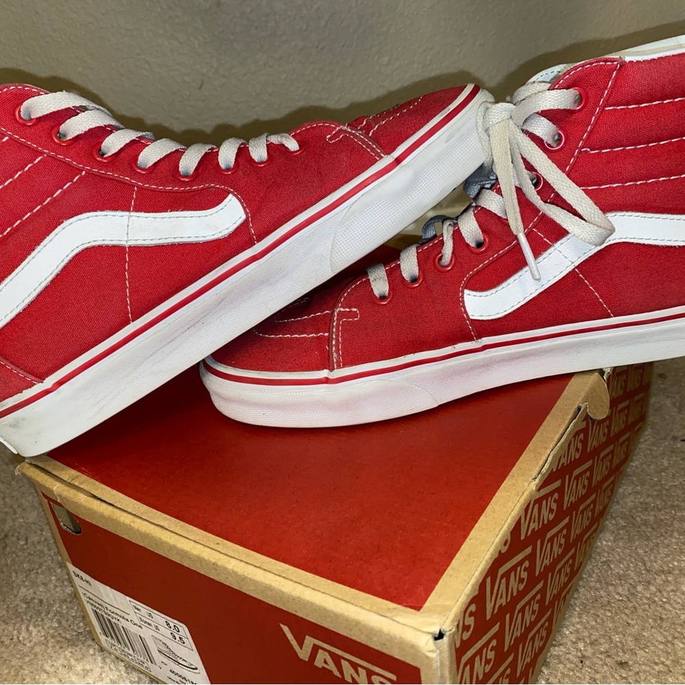 Red Formula Vans, Size 8.5 men, Used